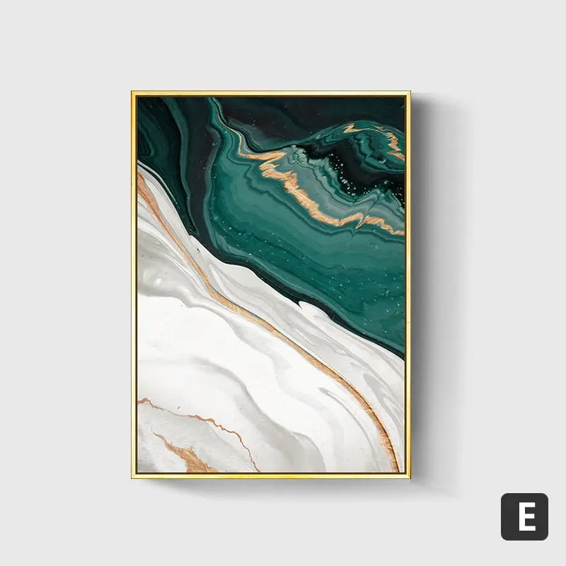 Modern Abstract Gold and Green Canvas Art Paintings TOPAZ.PK