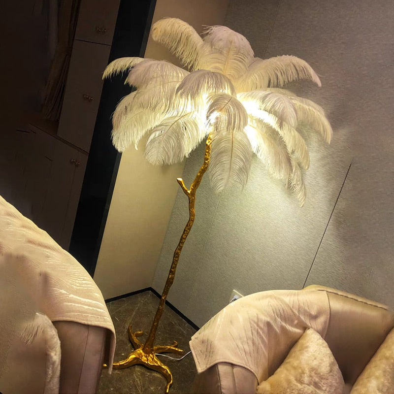 Ostrich Feather LED Copper Floor Lamp TOPAZ.PK