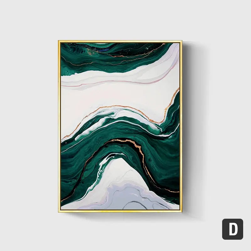 Modern Abstract Gold and Green Canvas Art Paintings TOPAZ.PK