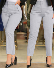 Pants for Woman 2023 Business Office Lady Black High Waist Cropped Elegant Work Pants All-Match Female Trousers XPrice Shop