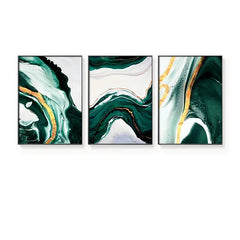 Modern Abstract Gold and Green Canvas Art Paintings TOPAZ.PK