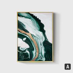 Modern Abstract Gold and Green Canvas Art Paintings TOPAZ.PK