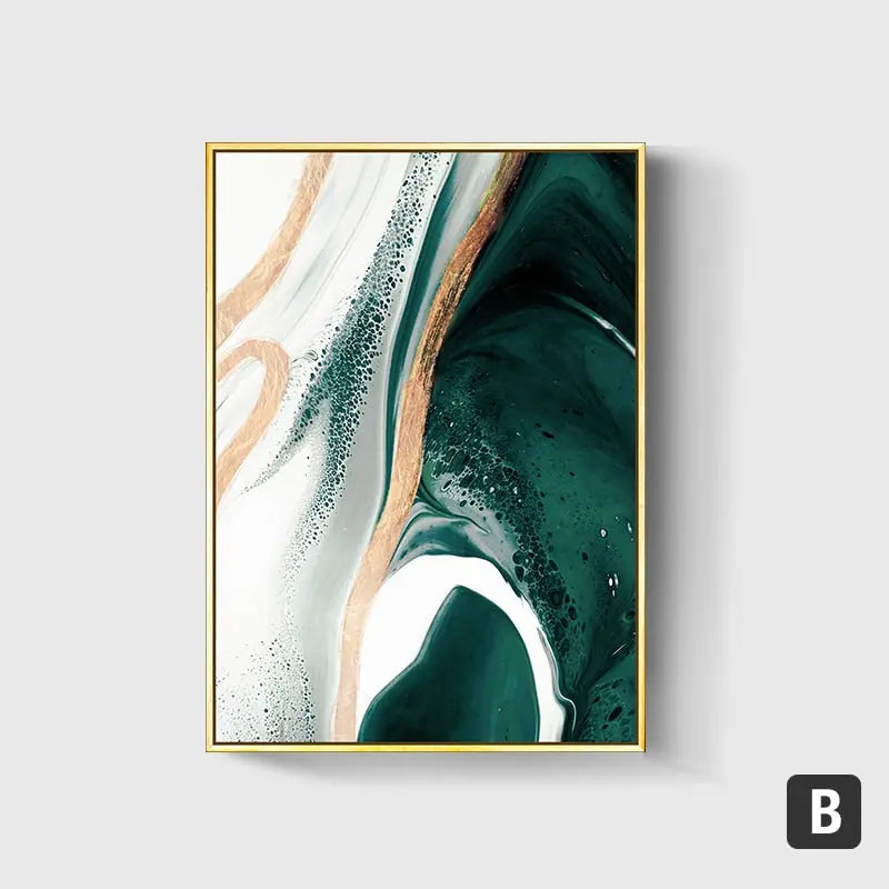 Modern Abstract Gold and Green Canvas Art Paintings TOPAZ.PK