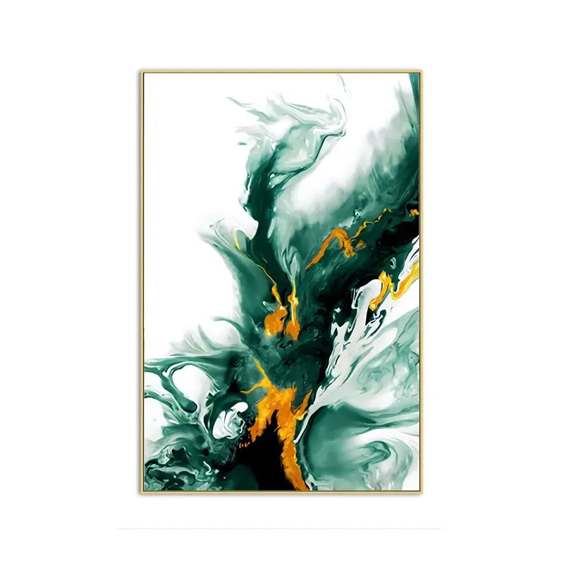 Modern Abstract Gold and Green Canvas Art Paintings TOPAZ.PK