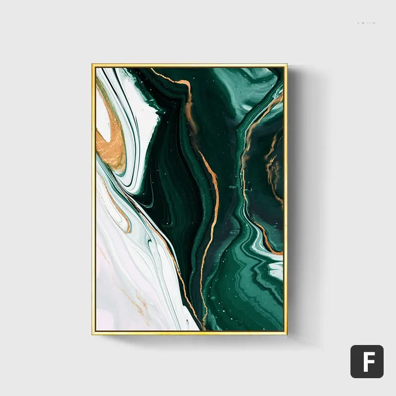 Modern Abstract Gold and Green Canvas Art Paintings TOPAZ.PK