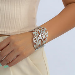 LACTEO Wide Cuff Leaf and Flower Bracelet XPrice Shop