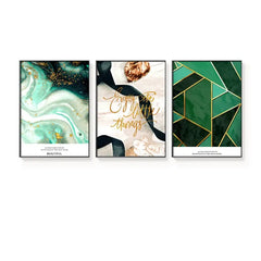 Modern Abstract Gold and Green Canvas Art Paintings TOPAZ.PK