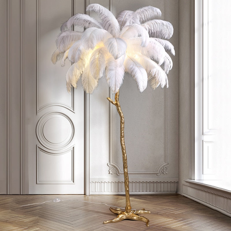 Ostrich Feather LED Copper Floor Lamp TOPAZ.PK