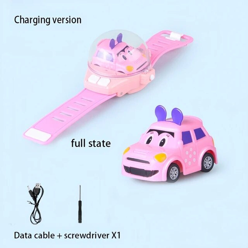 2.4G Kids Mini Watch Remote Control Car Toy Portable USB Charging Cartoon Remote Control Car Watch Toy Kids Birthday Gift