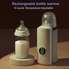 Rechargeable Baby Bottle Warmer 6Levels Temperature Adjustment with Temperature Display Breast Warmer Sleeve Feeding Accessories