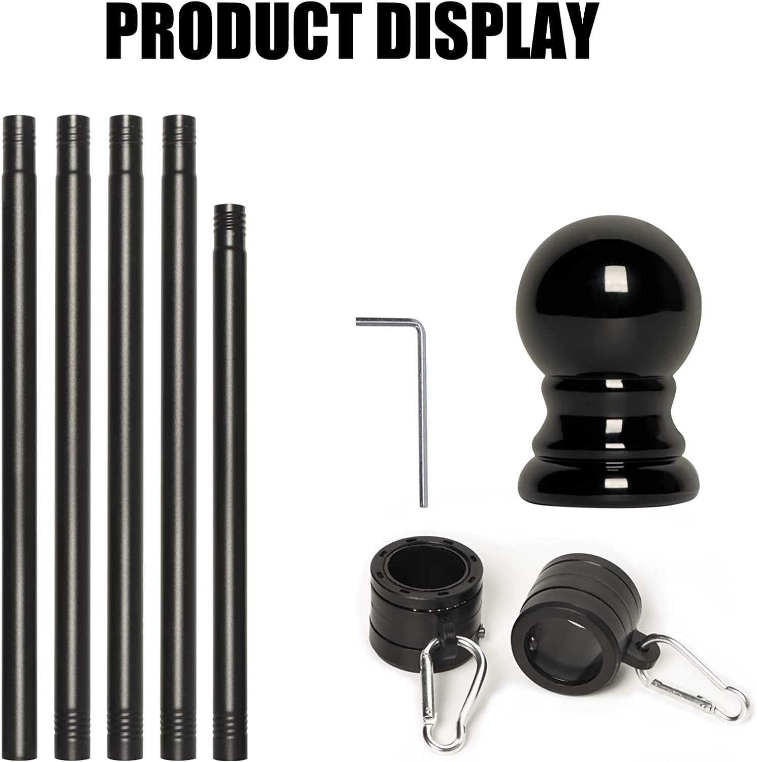 6 FT Flagpole for House, Residential and Commercial Flag Pole kit with 2 No-Tangle Ball Bearing Rings. (Flagpole Without Bracket)